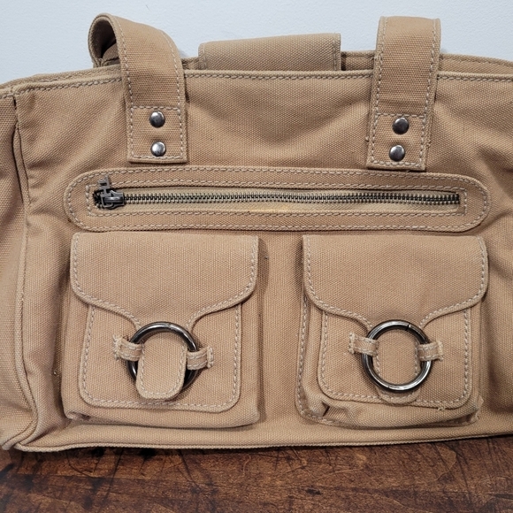 EUC Tommy Hilfiger Tan Canvas Shoulder Bag Women's Purse - Picture 8 of 12